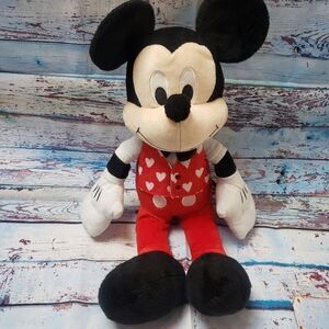 Mickey Mouse Plush Disney hearts Valentines day.